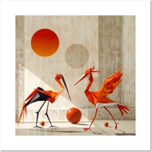 Animals geometry and minimalism: Flamingo Bird Posters and Art